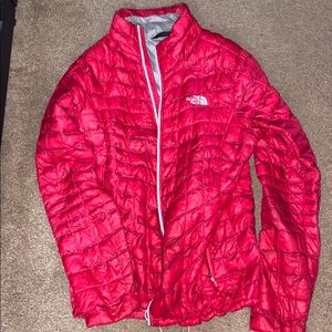 Red north face thermoball jacket
